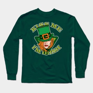 Kiss Me I'm Irish (Lady Leprechaun) Long Sleeve T-Shirt